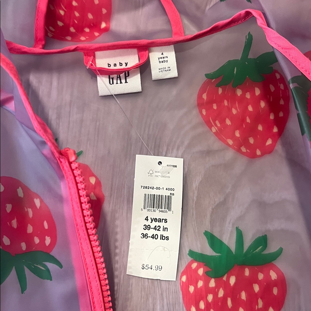 GAP Pink Strawberry Hooded Jacket - Picture 3 of 3
